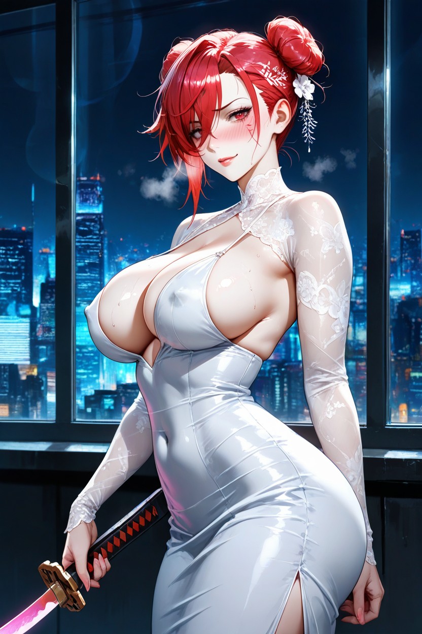 Stunning Woman, Skirt, Red Hair Hentai AI Porn