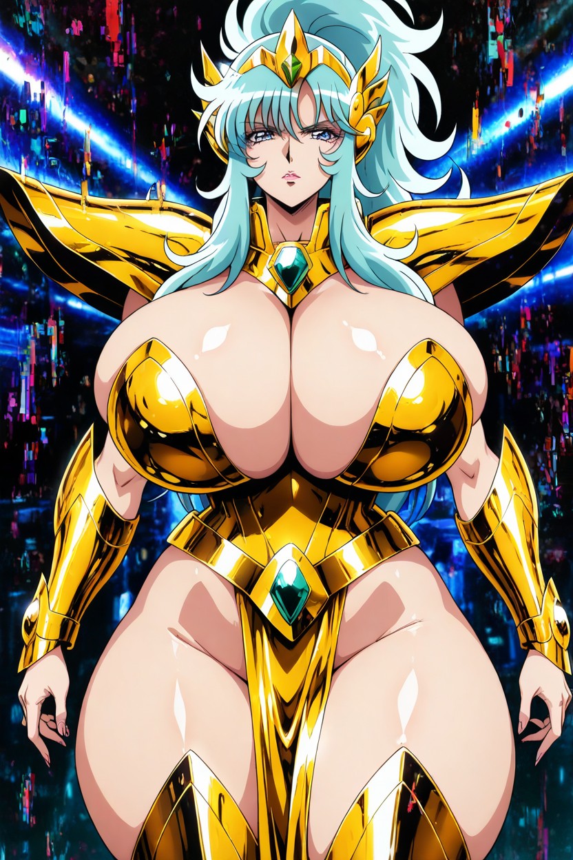Wild Spiky Ponytail, Anime Style, Gold Hair Ornaments Hentai IA