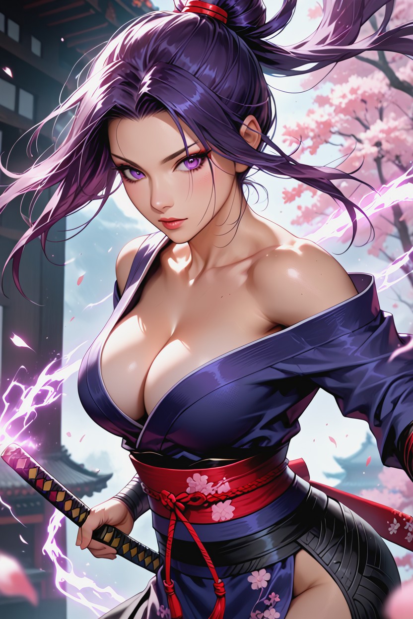 Bright Pink-purple Psychic Blade Aura, High Contrast Lighting, Dynamic Depth Of Field Hentai AI Porn