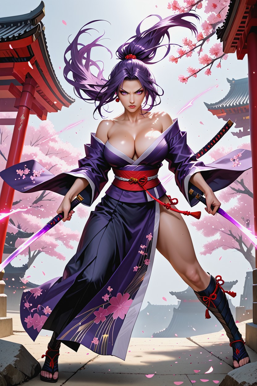 Stunning Model, Leaping Forward While Delivering A Powerful Diagonal Slash, Armored Skirt Panels Flying Hentai IA