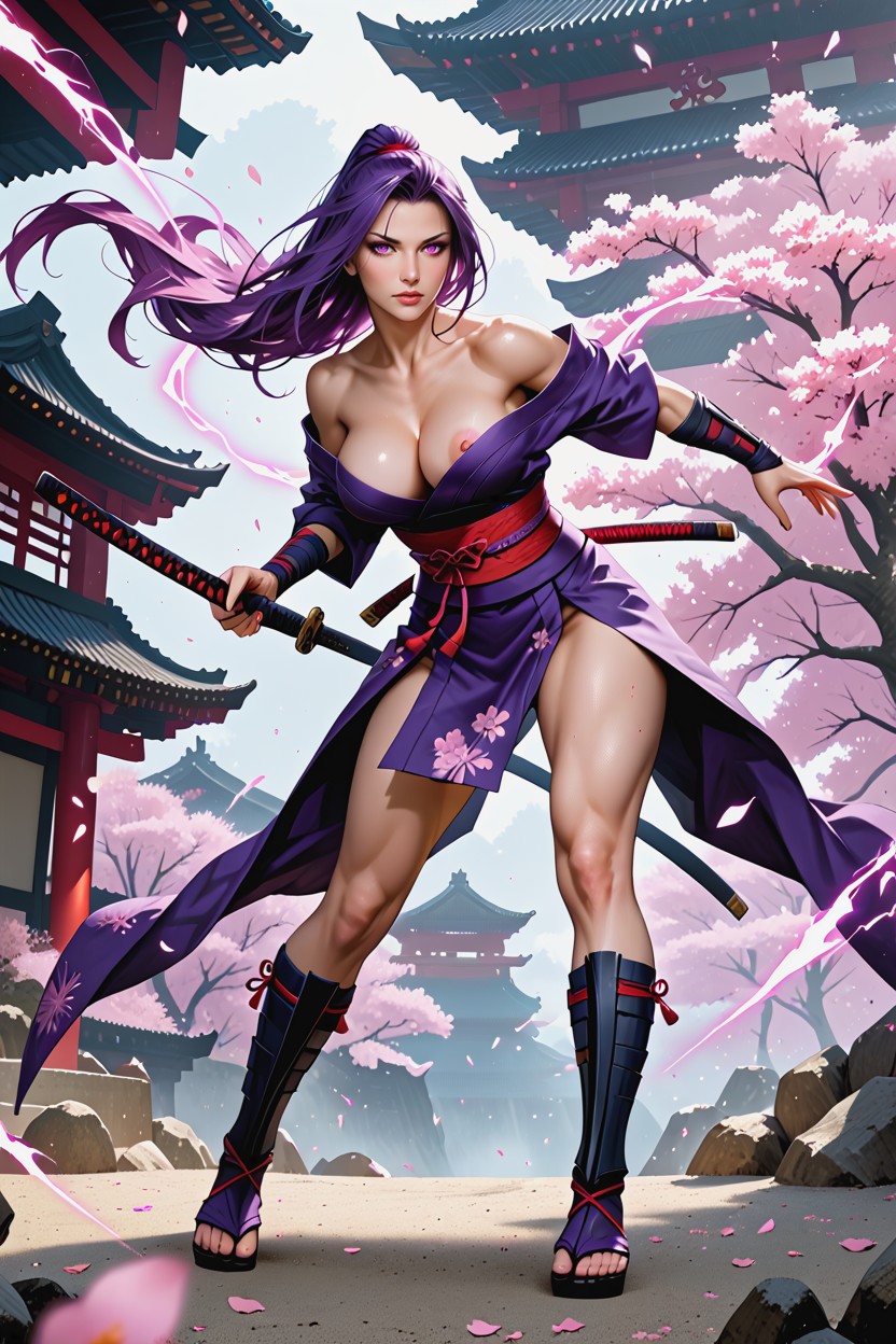 Ropa Abierta, Natural Lighting, Leaping Forward While Delivering A Powerful Diagonal Slash Hentai IA