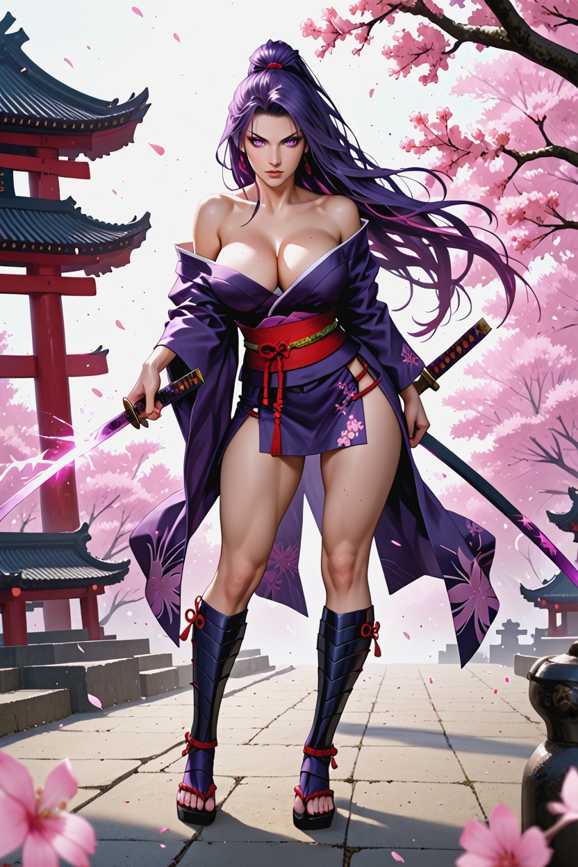 Colored, Pink Flower Petals Flying Natural Anatomy, Cinematic Photorealistic Style Hentai IA