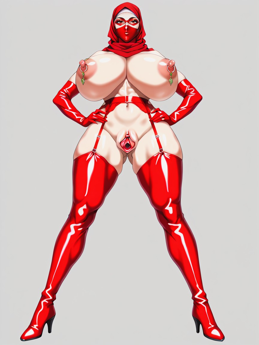 Full Body, Simple Black Background, Huge Erect Clitoris Hentai IA