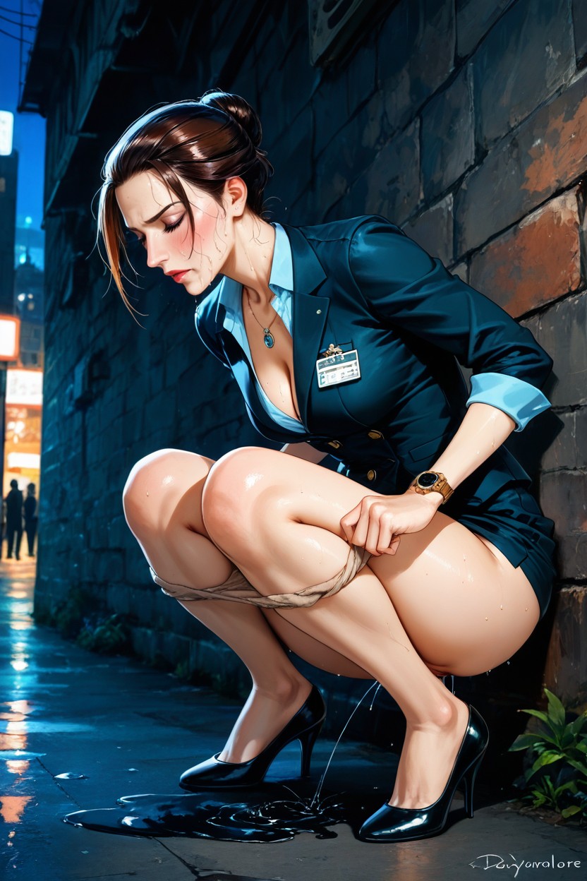 The Gets Up, Besides Wall, Lara Croft Stewardess Hentai IA