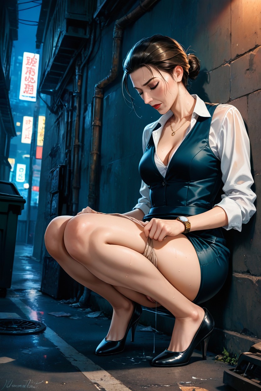 Looking Down, In Dark Alley, Noir Hentai IA