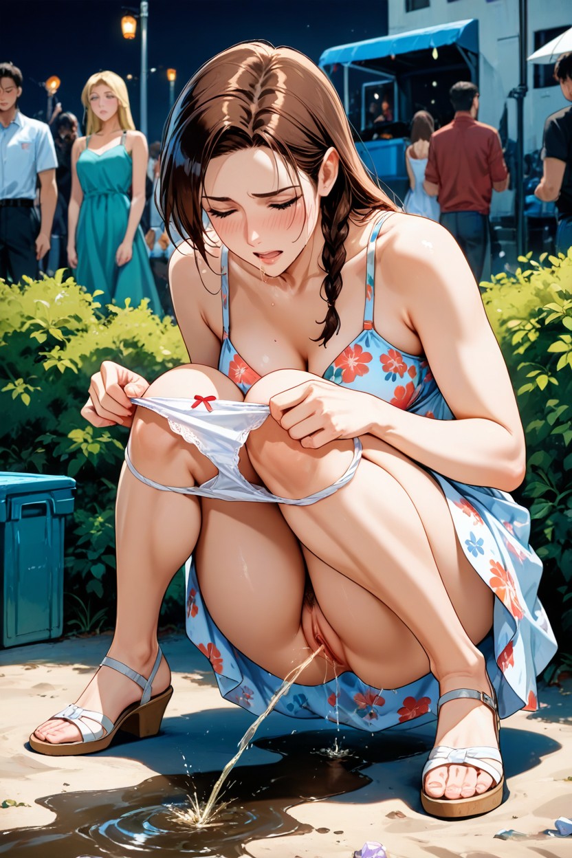 Dark Evening, Accurate Detailed Pussy, Mass Peeing Hentai AI Porn
