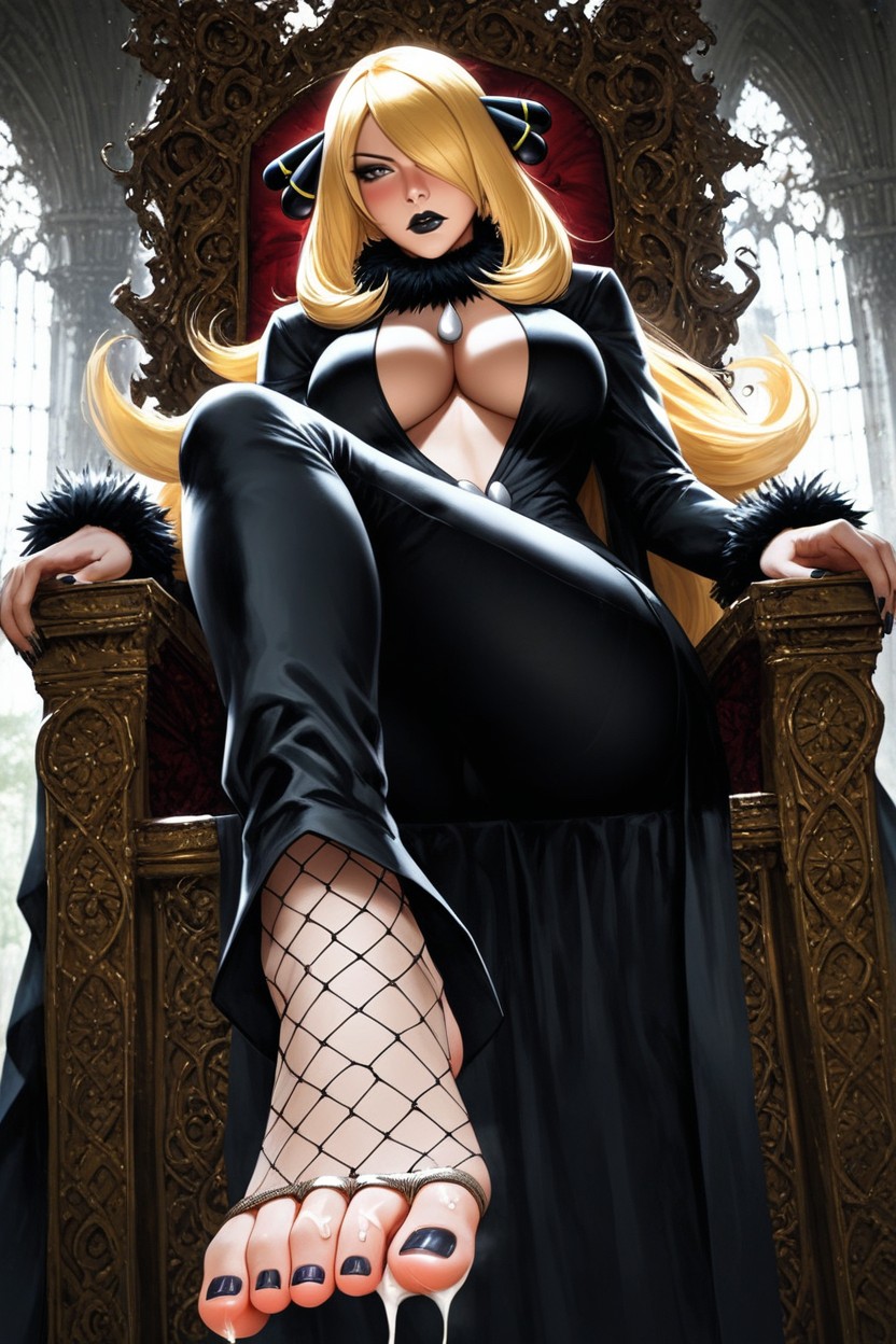 Beautiful, Focus On Foot Sole Visible, Black Lipstick Hentai IA