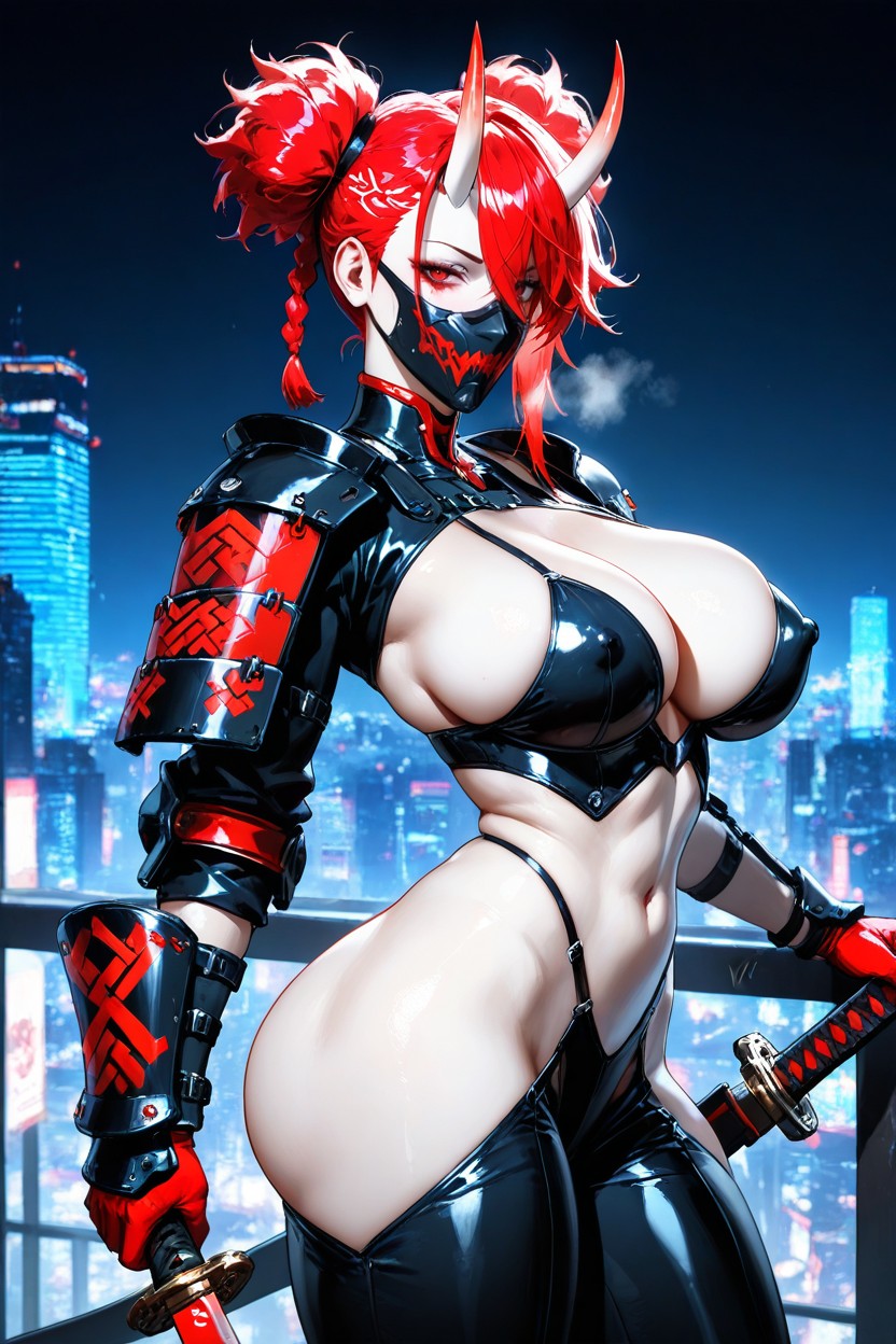 Máscara De Baile De Noche, Fit Body, Extremely Wide Hips Hentai IA