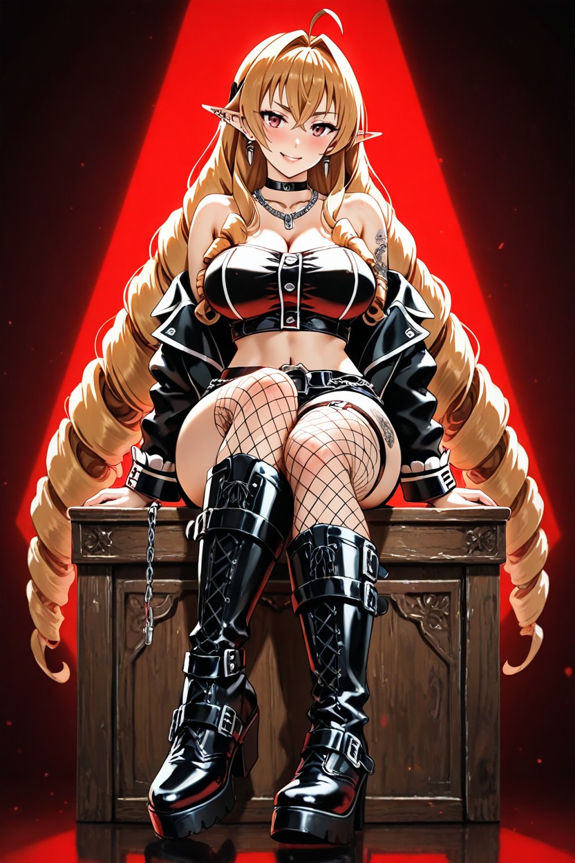 Metallic Fashion, Arm Tattoo, Chunky Boots Hentai IA