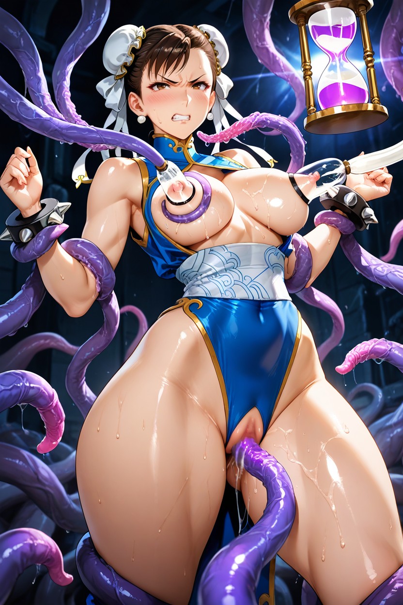 Athletic Feminine Body, Milking Machine, Tentacles Grabbing Waist Hentai AI Porn