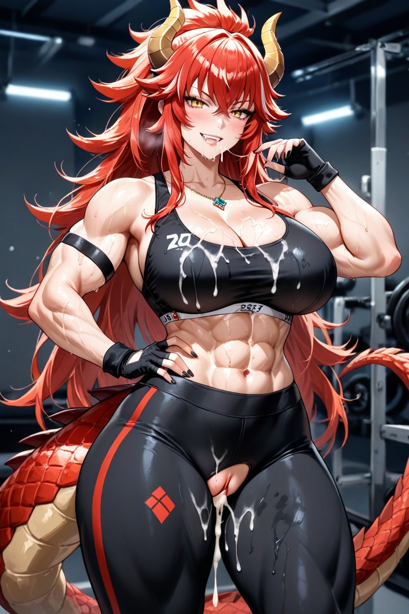 Black Sports Bra, Fit, Girl Hentai IA
