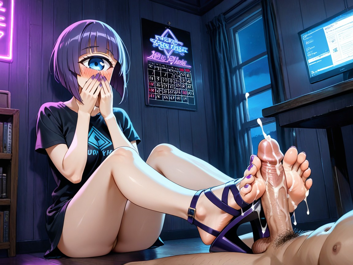 Female Sitting, Study Room, Foot Worship Hentai AI Porn