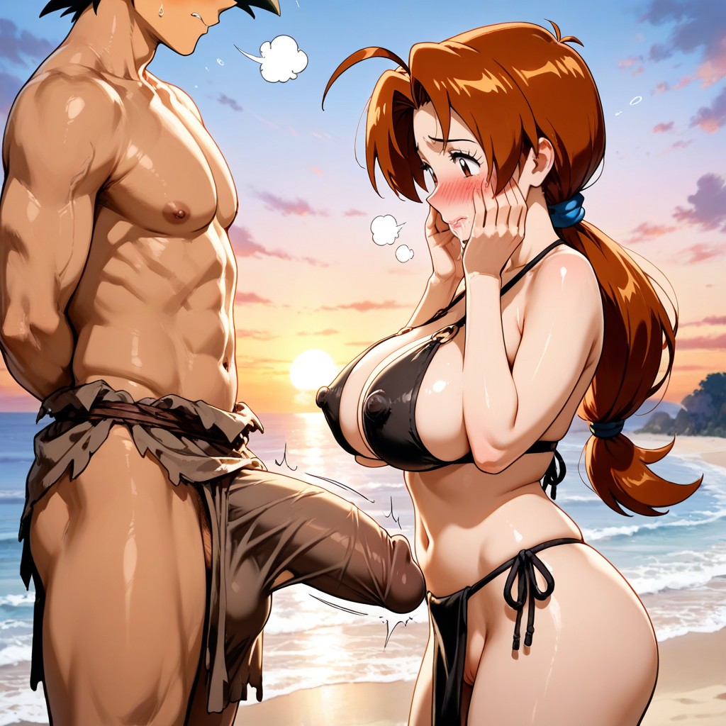 Waist Shot, Panting, Biting Lips Hentai AI Porn