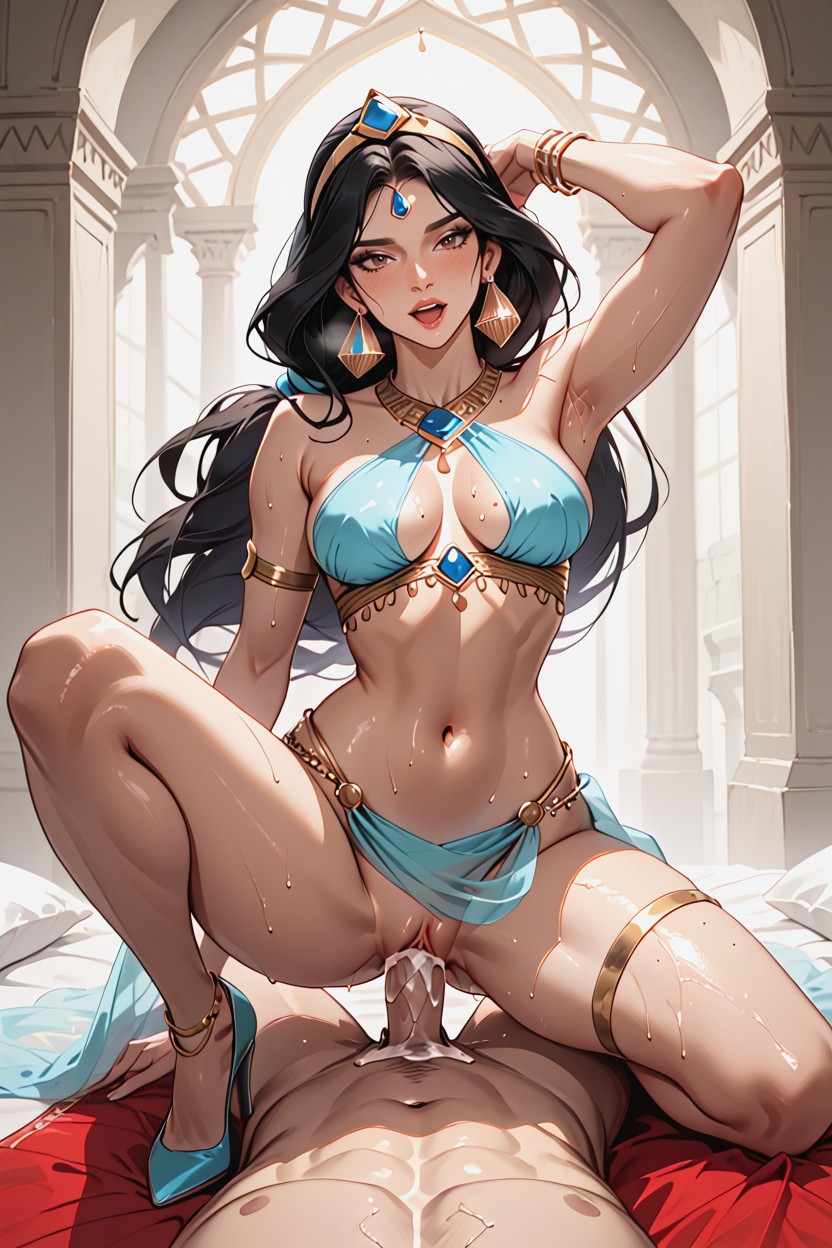 Oiled Skin, Shaved Pussy, Belly Dancer Outfit Hentai IA