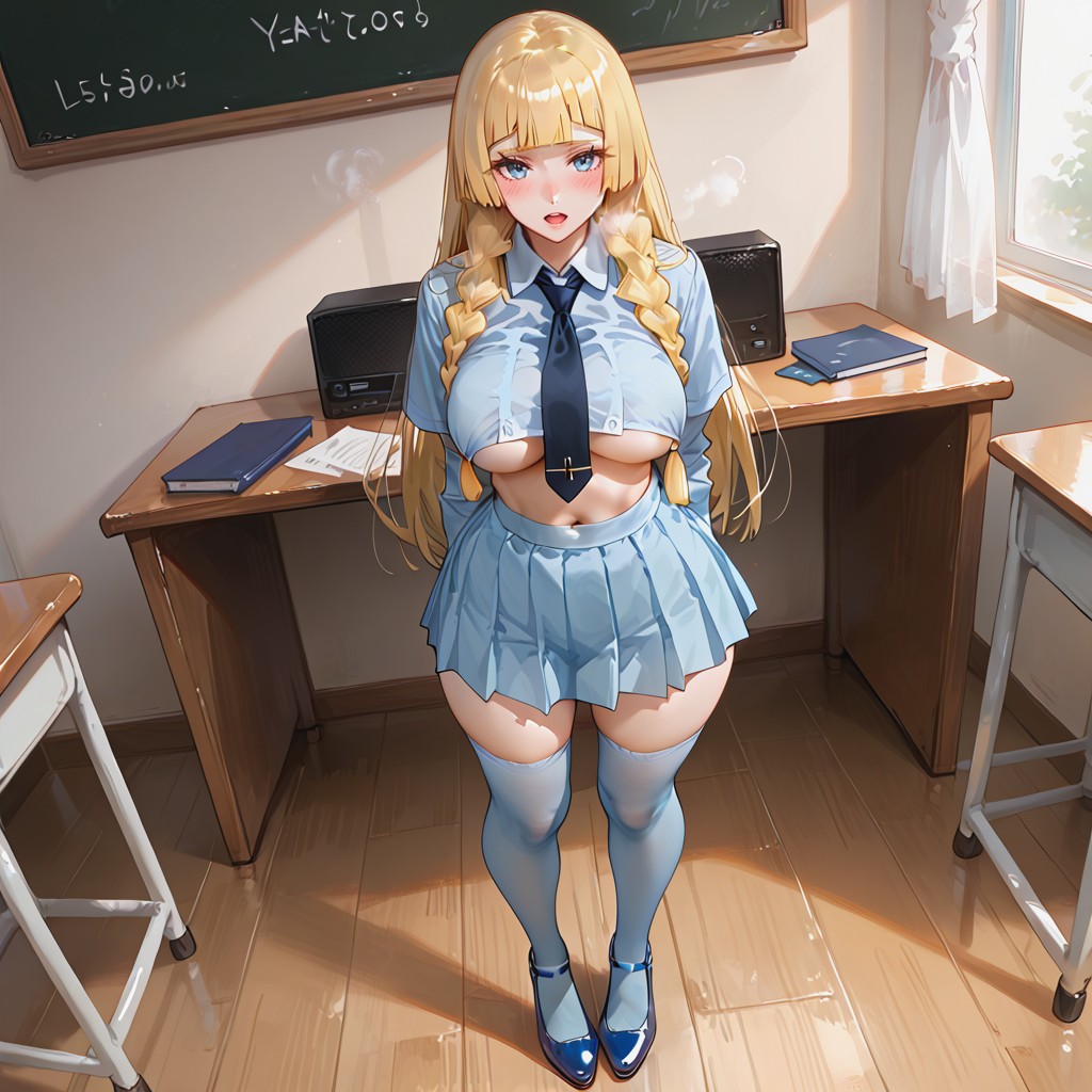 Skirt, Cute, Navel Exposed Hentai AI Porn