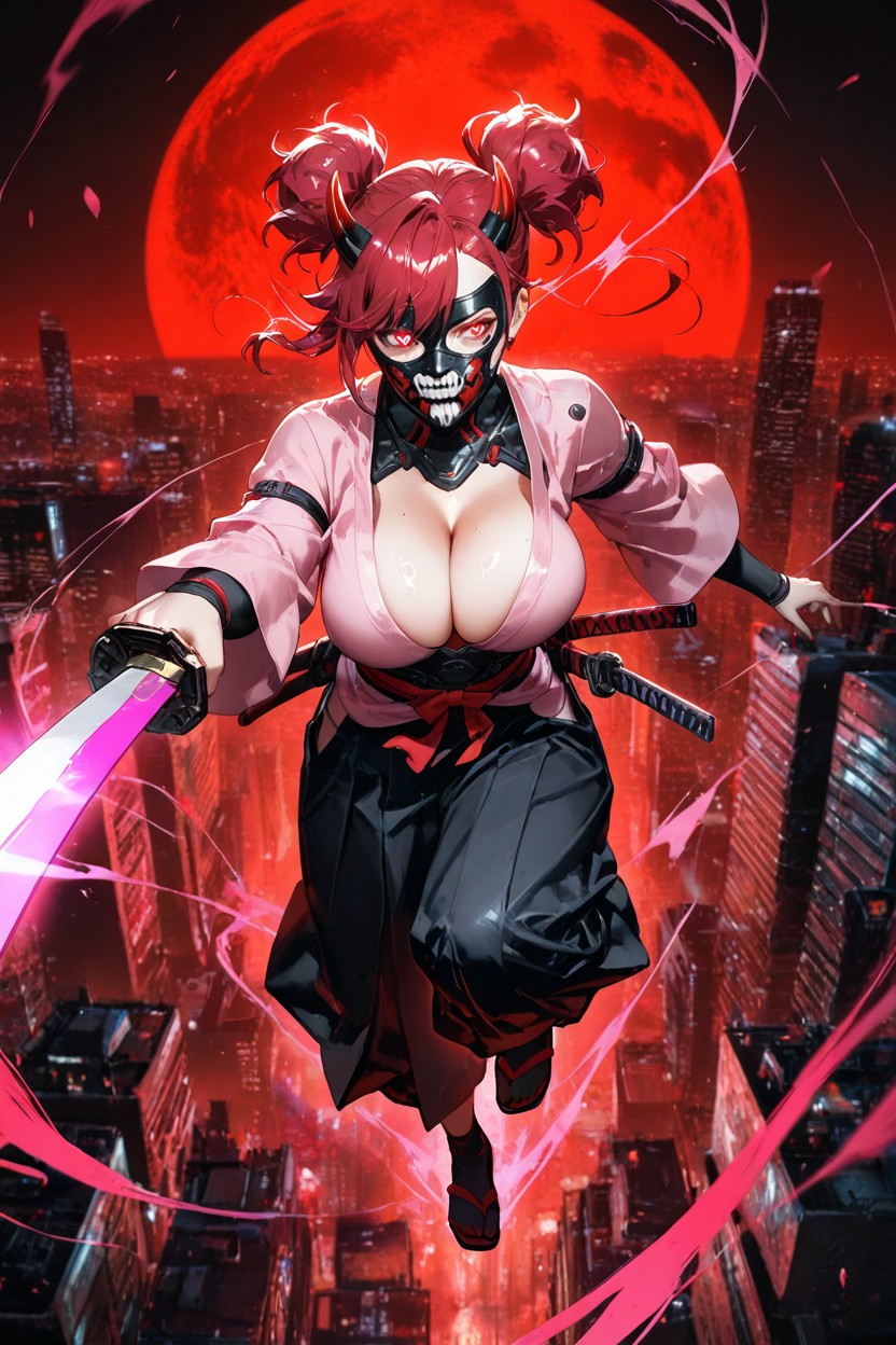Dynamic Pose, Cleavage, Samurai Hentai AI Porn