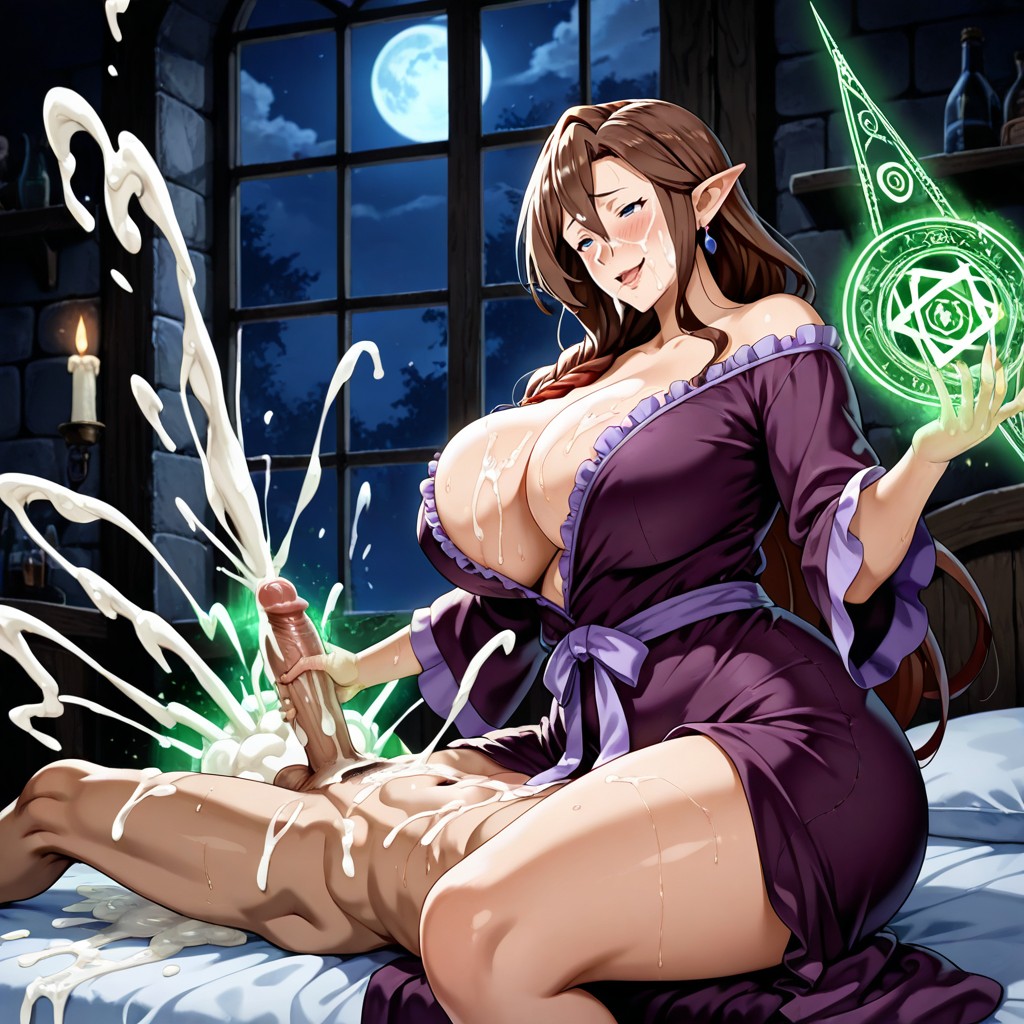 High Detail, Sharp Focus, Female Elf Mage Hentai AI Porn