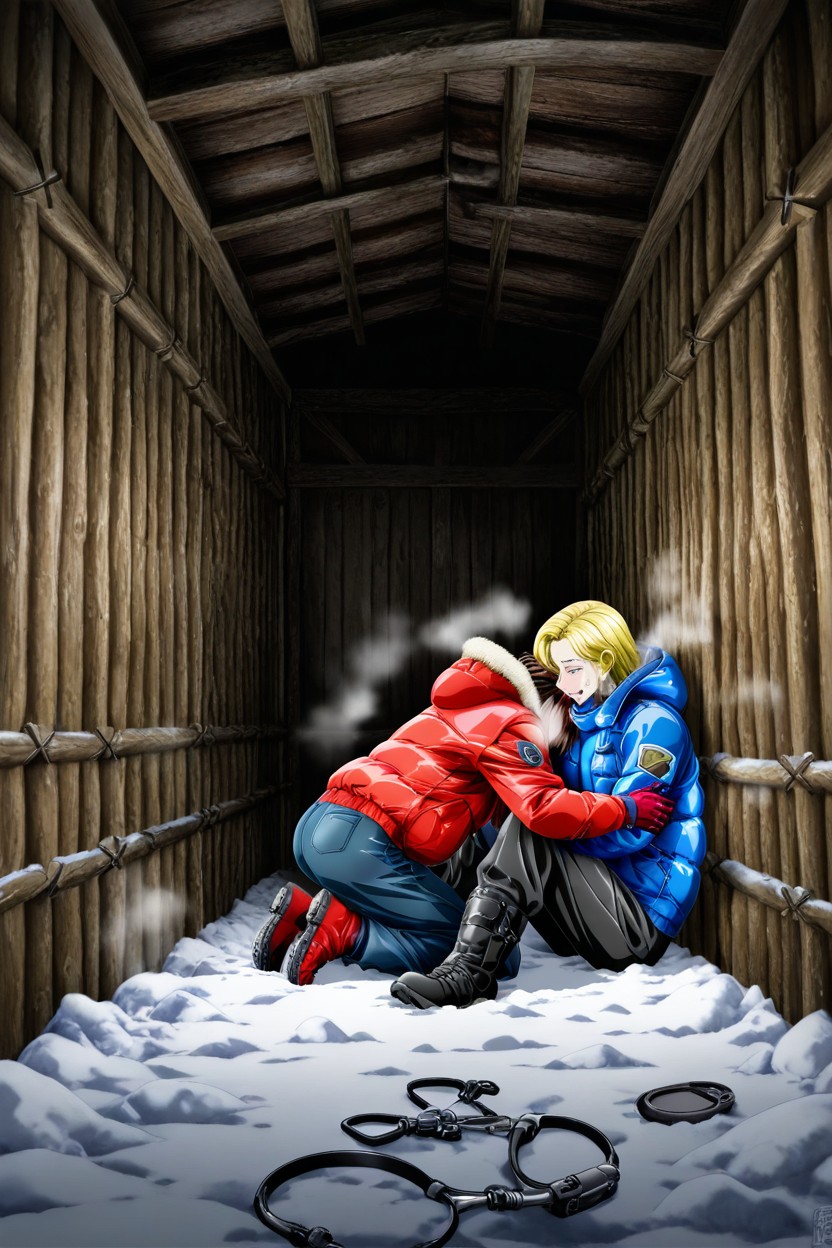 Man Is Blonde, Dark Cabin, Blueish Lips Hentai AI Porn