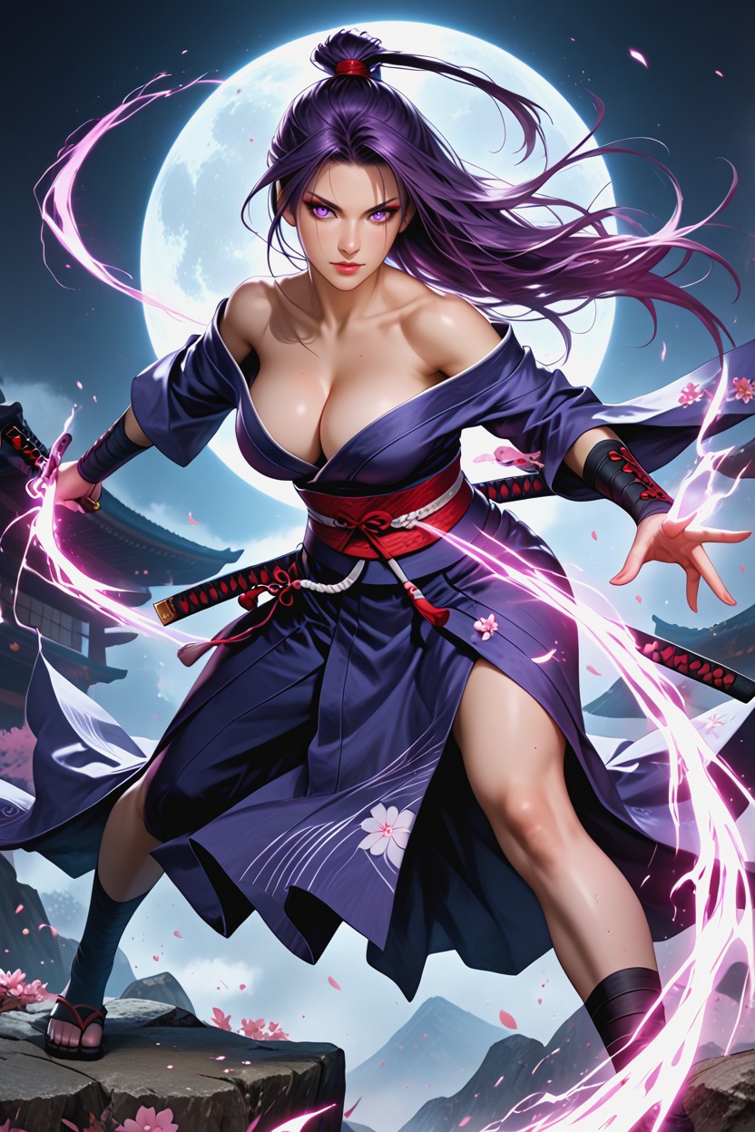 Debris, Soft Shadows, Long Dark Purple Hair Hentai AI Porn