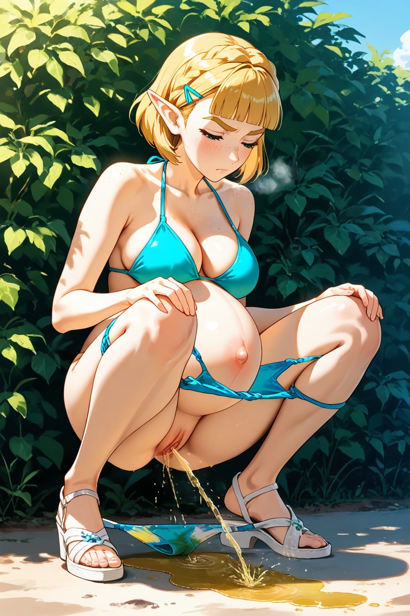 Side View, Zelda From Breath Of The Wild, Bobcut Hentai AI Porn