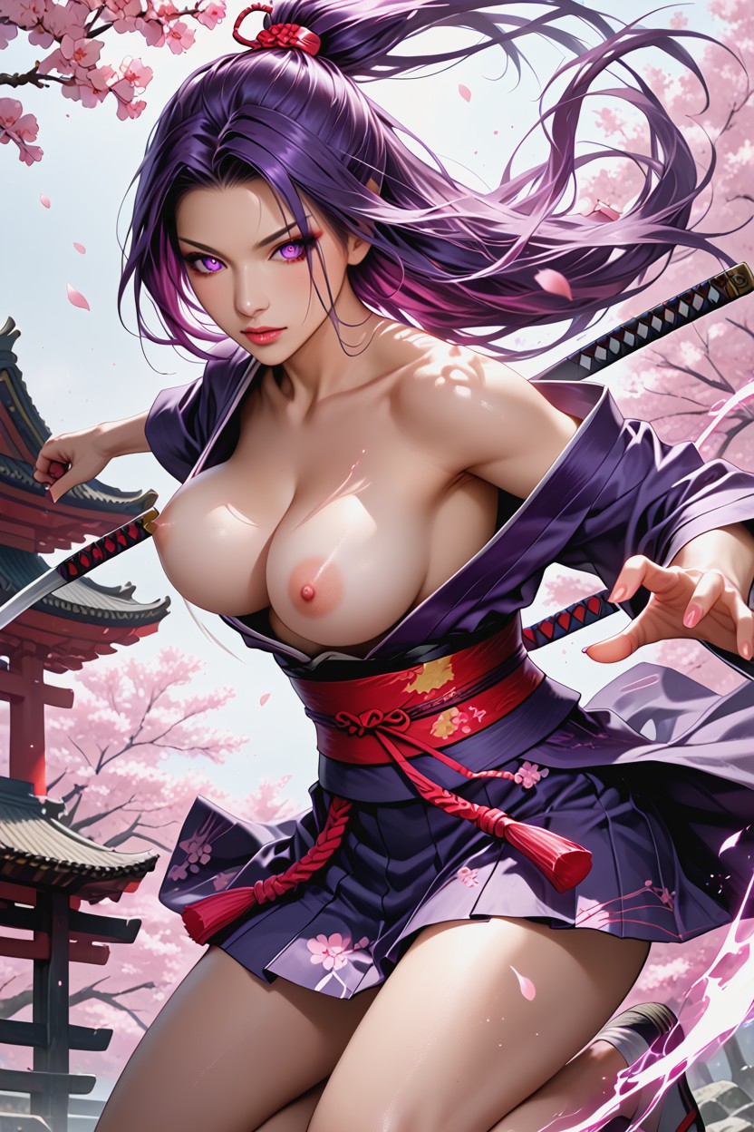 Soft Shadows, Armored Skirt Panels Flying, Cherry Blossom Sakura Hentai AI Porn