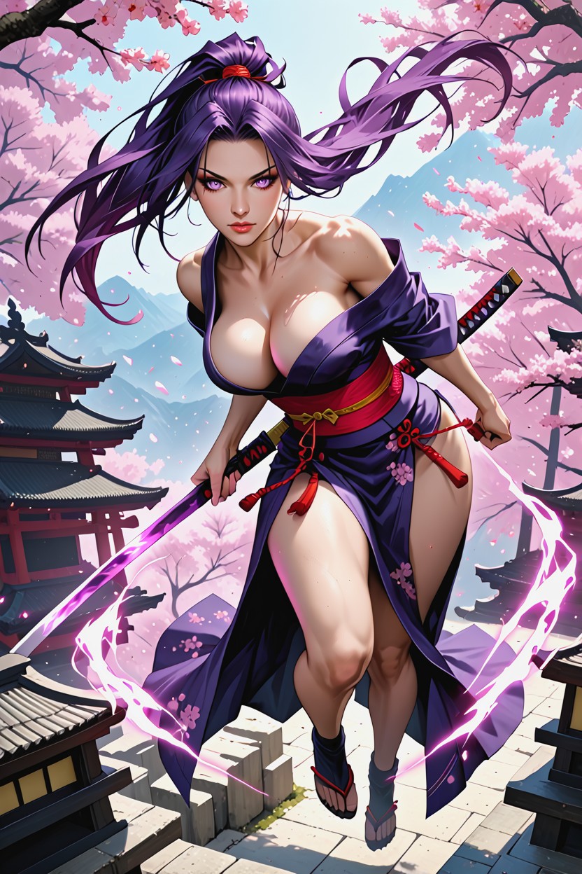 Bending Over, Pink Flower Petals Flying Natural Anatomy, Psylocke From Marvel Hentai AI Porn