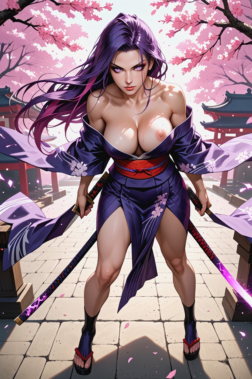 Top Down, Bright Pink-purple Psychic Blade Aura, Full Body Hentai AI Porn