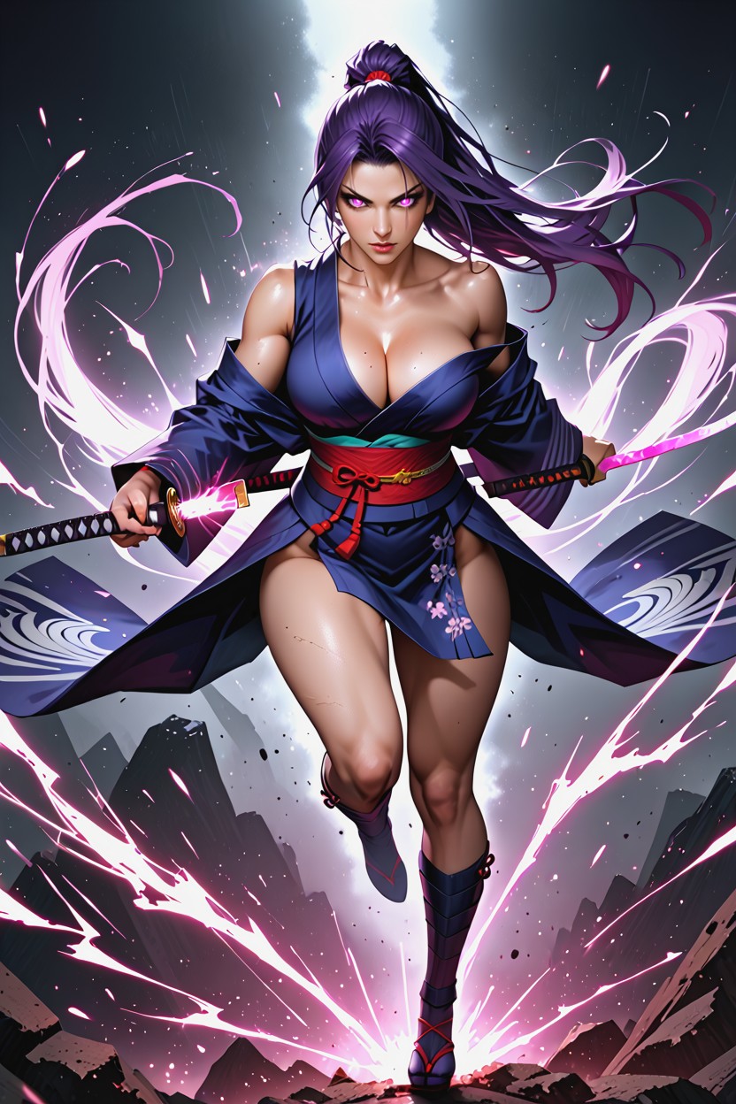And Energy Particles Flying, 25+, Body Fully Twisted In Motion Hentai IA