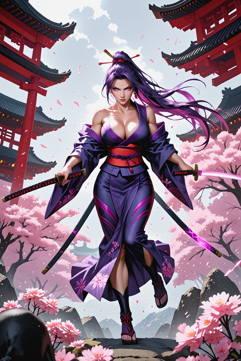 Detailed Body, Realistic Proportions, Japanese Samurai Warrior Woman Hentai IA