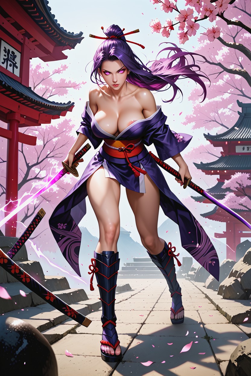 Long Dark Purple Hair, Detailed Eyes, Skinny Hentai AI Porn