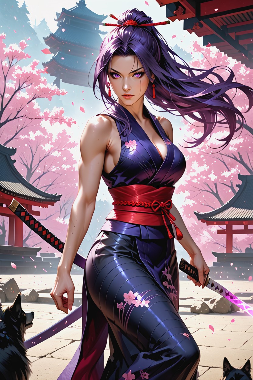 Detailed Eyes, Pose De Mascota, Athletic And Curvy Female Body Hentai IA