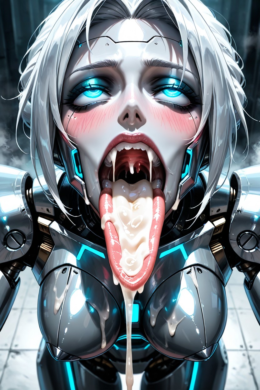 Hdr, Open Mouth Wide, Fmale Humanoid Robot Hentai IA
