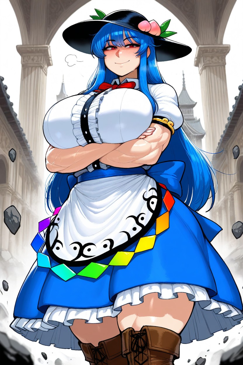 Muscular, Mouth Closed, White Shirt Hentai IA