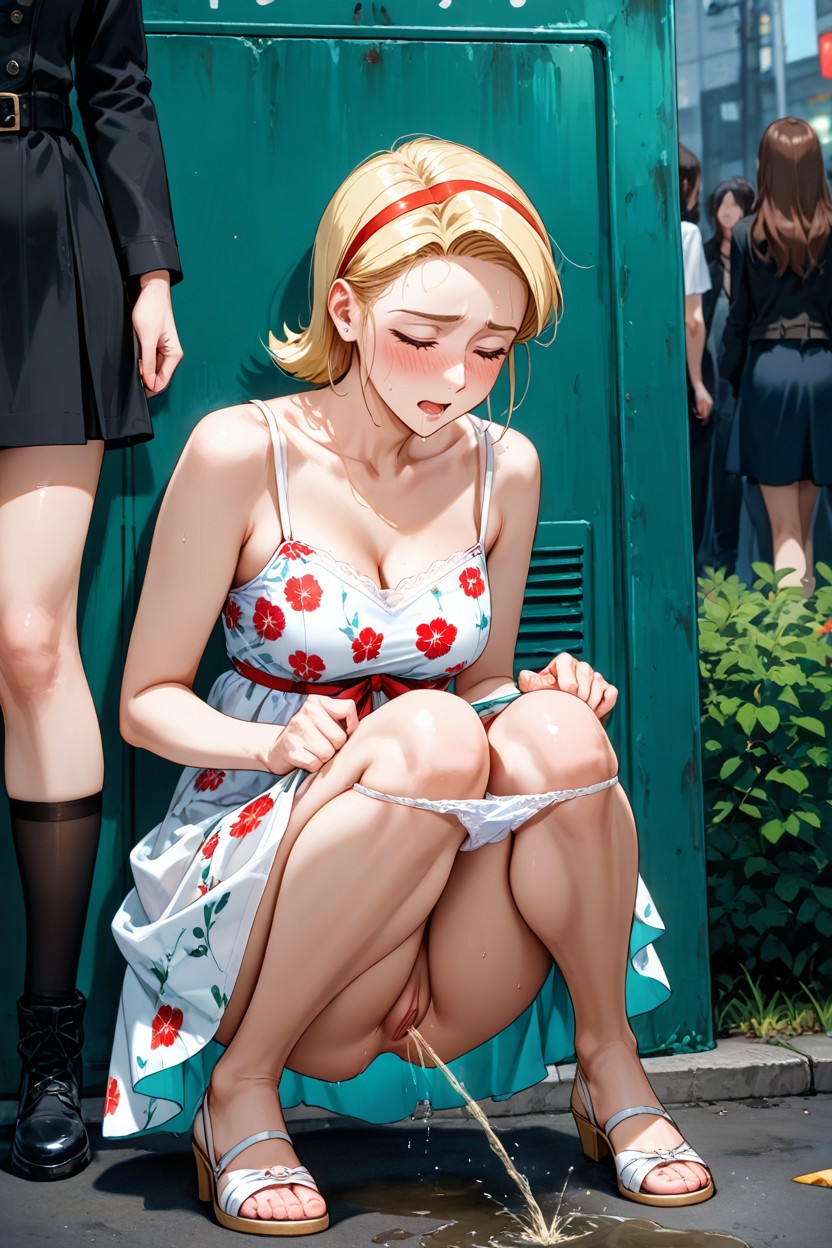 Rodillas Juntas Pies Separados, Both Looking To Frame, Shoes Hentai IA