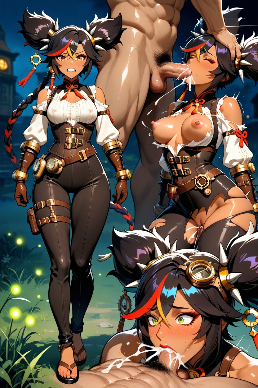 Canonical Steampunk Outfit, Muted Colors, Deepthroat Hentai AI Porn