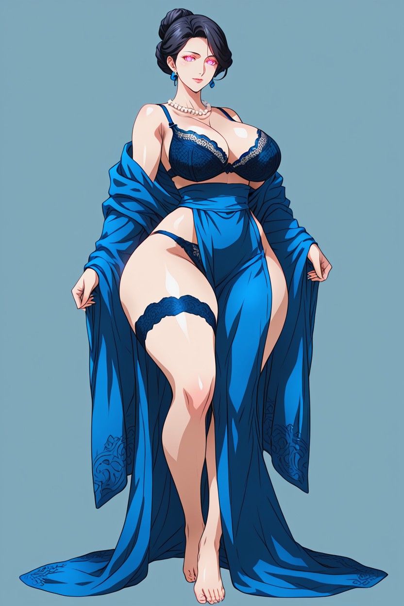 Earrings, Expressionless Face, Rounded Breast Hentai AI Porn