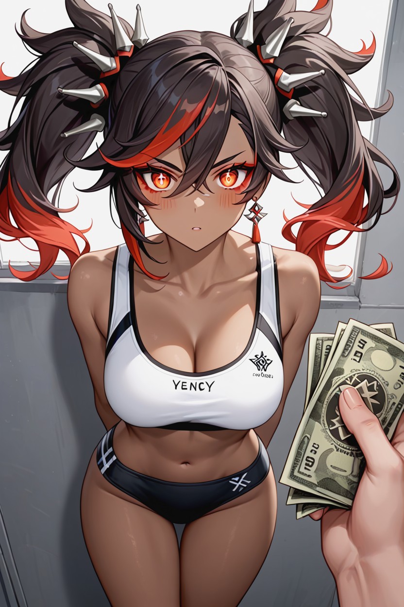Against The Wall, Holding Money, Looking At Viewer Hentai IA