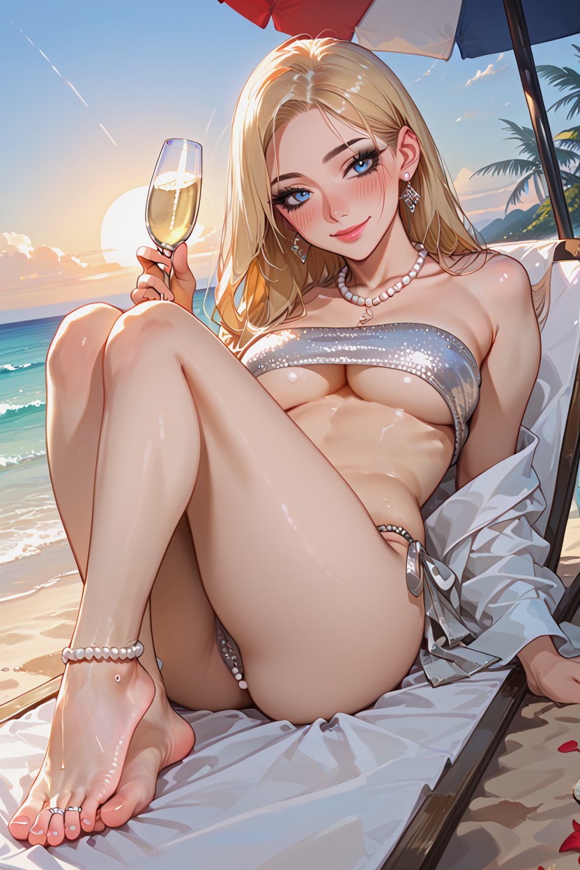 Hourglass, Earings, Blue Eyes Hentai AI Porn