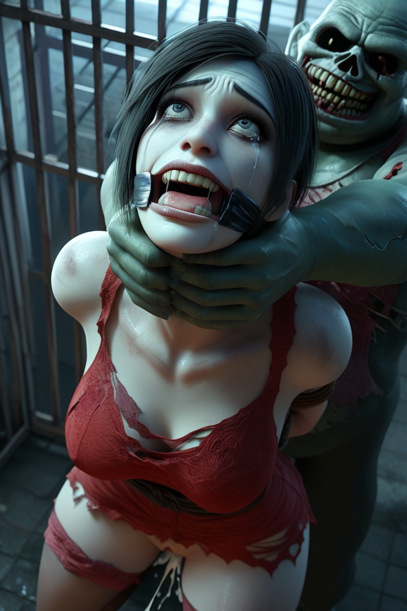 Zoomed Out Angle, Very Wide Angle, Very Ugly Face Zombie Hentai AI Porn
