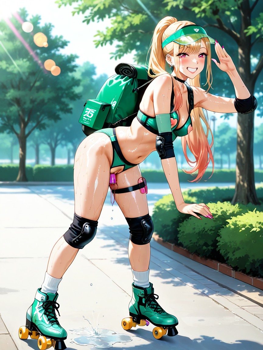 Soft Pubic Hair, Roller Skates, Full Body Visible Hentai AI Porn