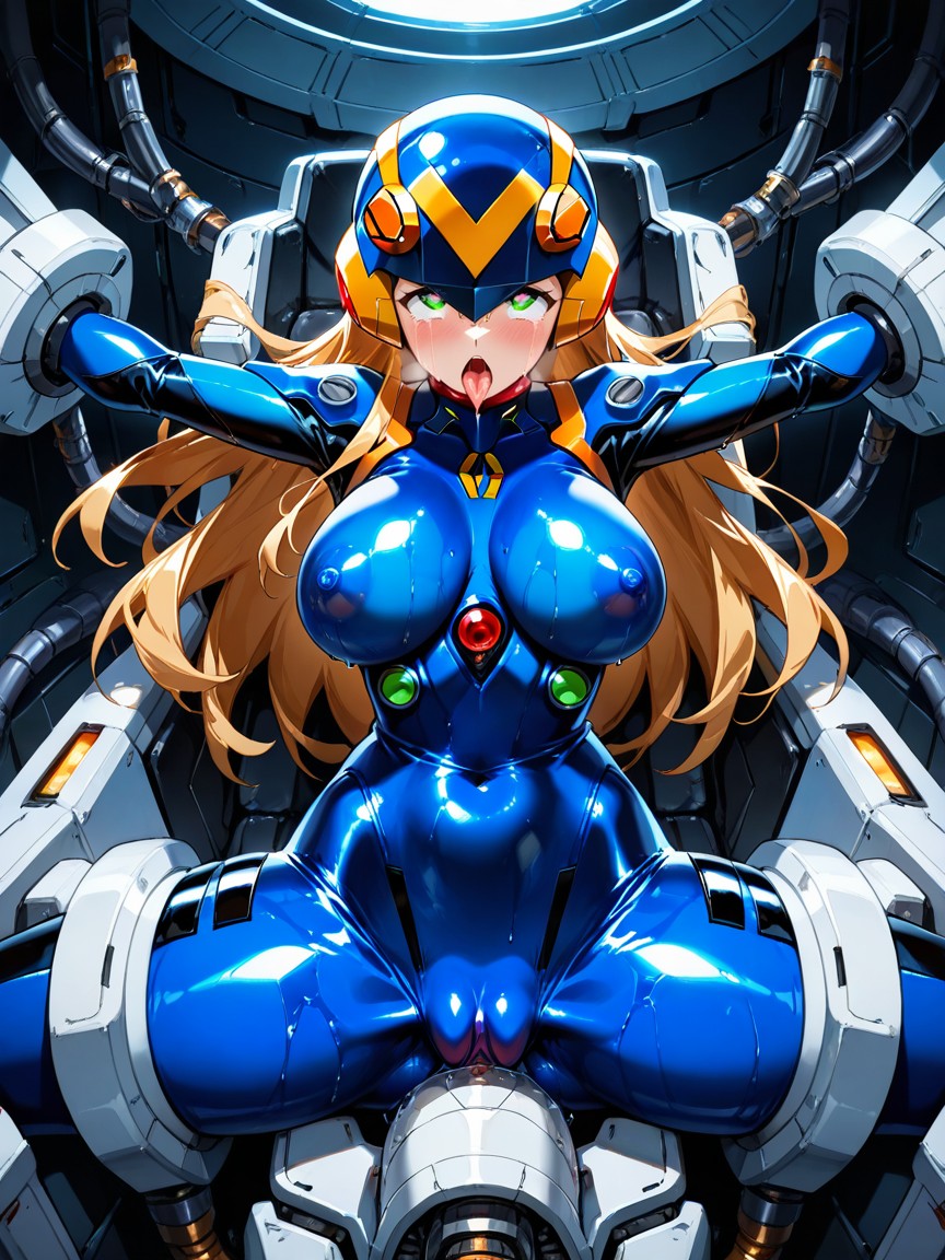 With Intense Ahegao Face, Cameltoe With Spread Labia Outline Visible Through Fabric, Megamanexe \genderbend\ ヘンタイAIポルノ