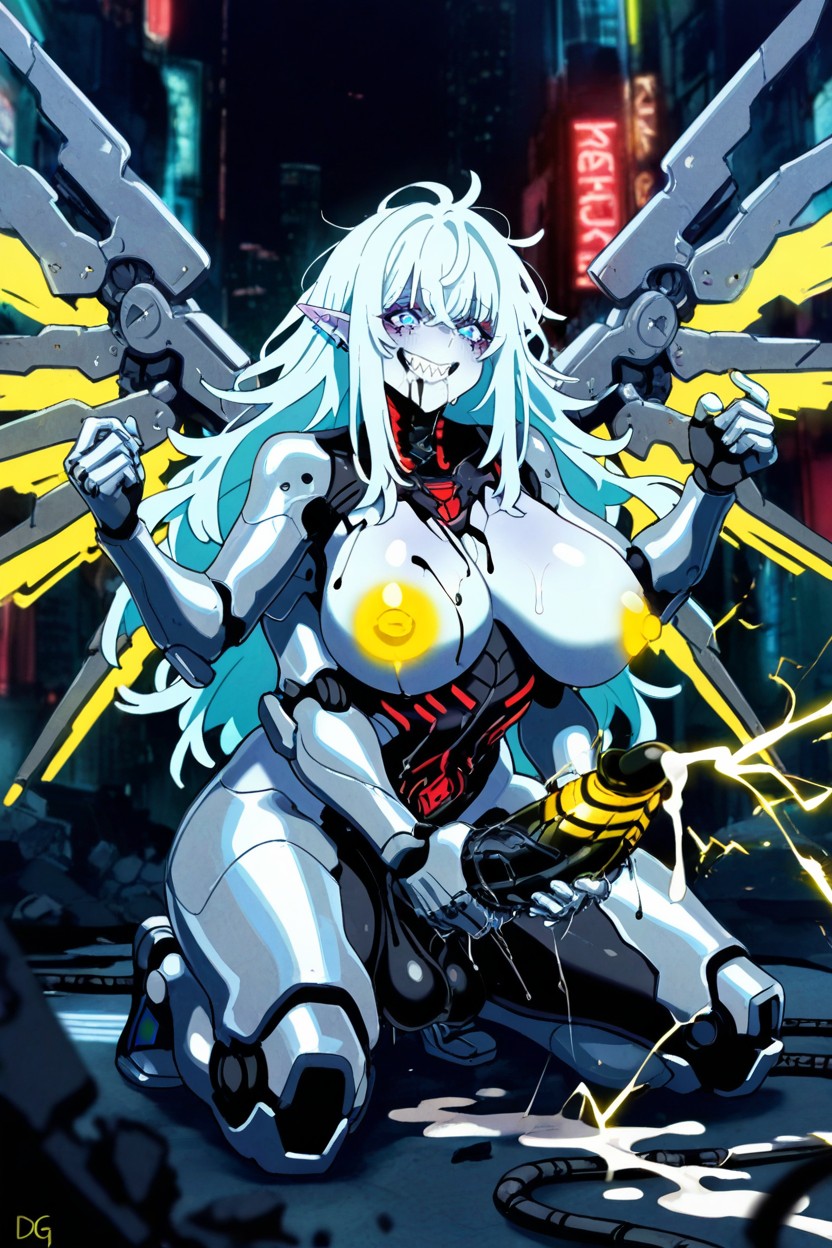 Giant Saggy Breasts, Transgénero, Debris And Neon Flickering Porno IA Hentai
