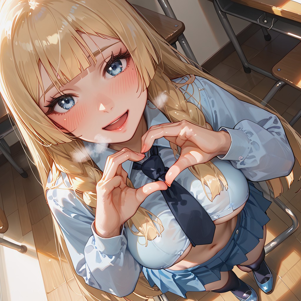 Heart Hands, Smile, Low Twin Tails AI黃漫