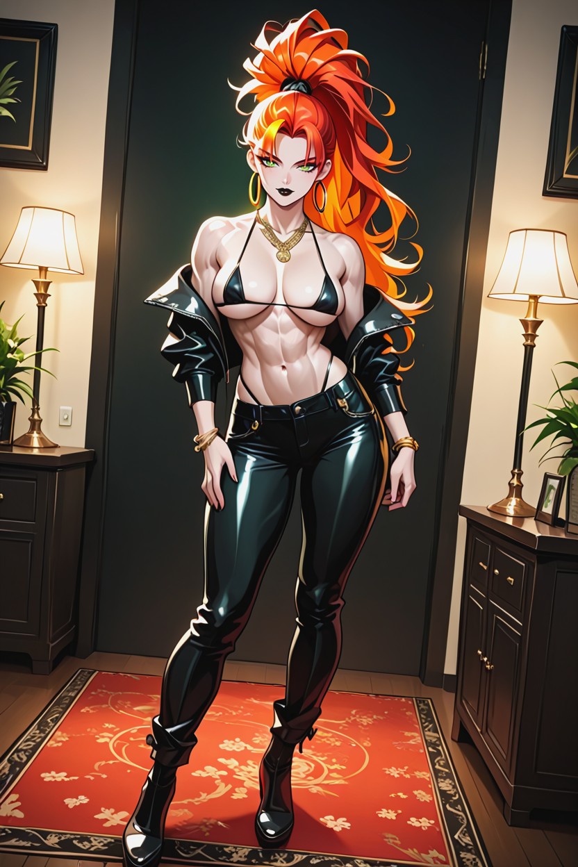 Illustration, Full Lips With Black Lipstick, But Realistic Anatomy ヘンタイAIポルノ