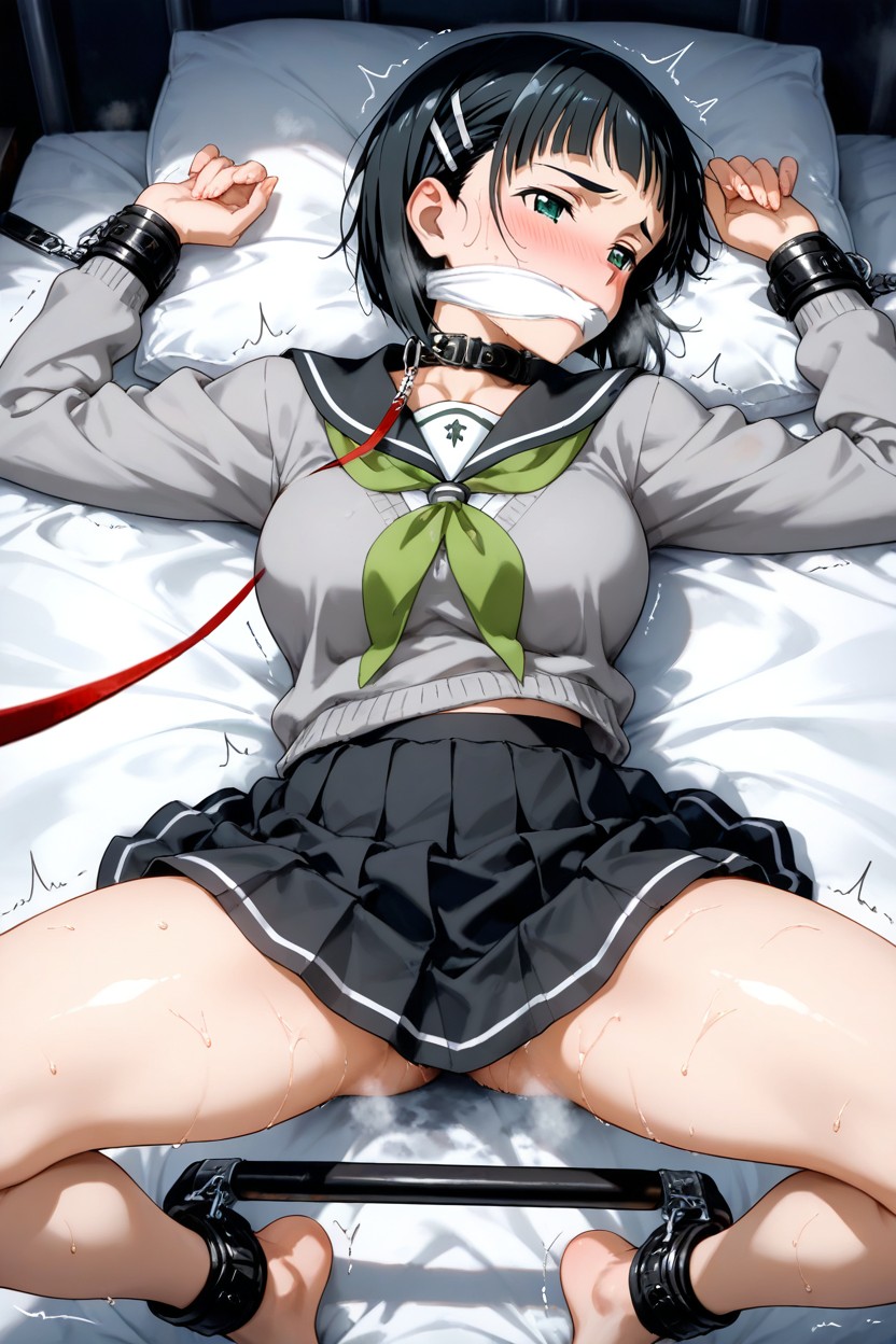 Green Eyes, Hair, Breasts Porno IA Hentai