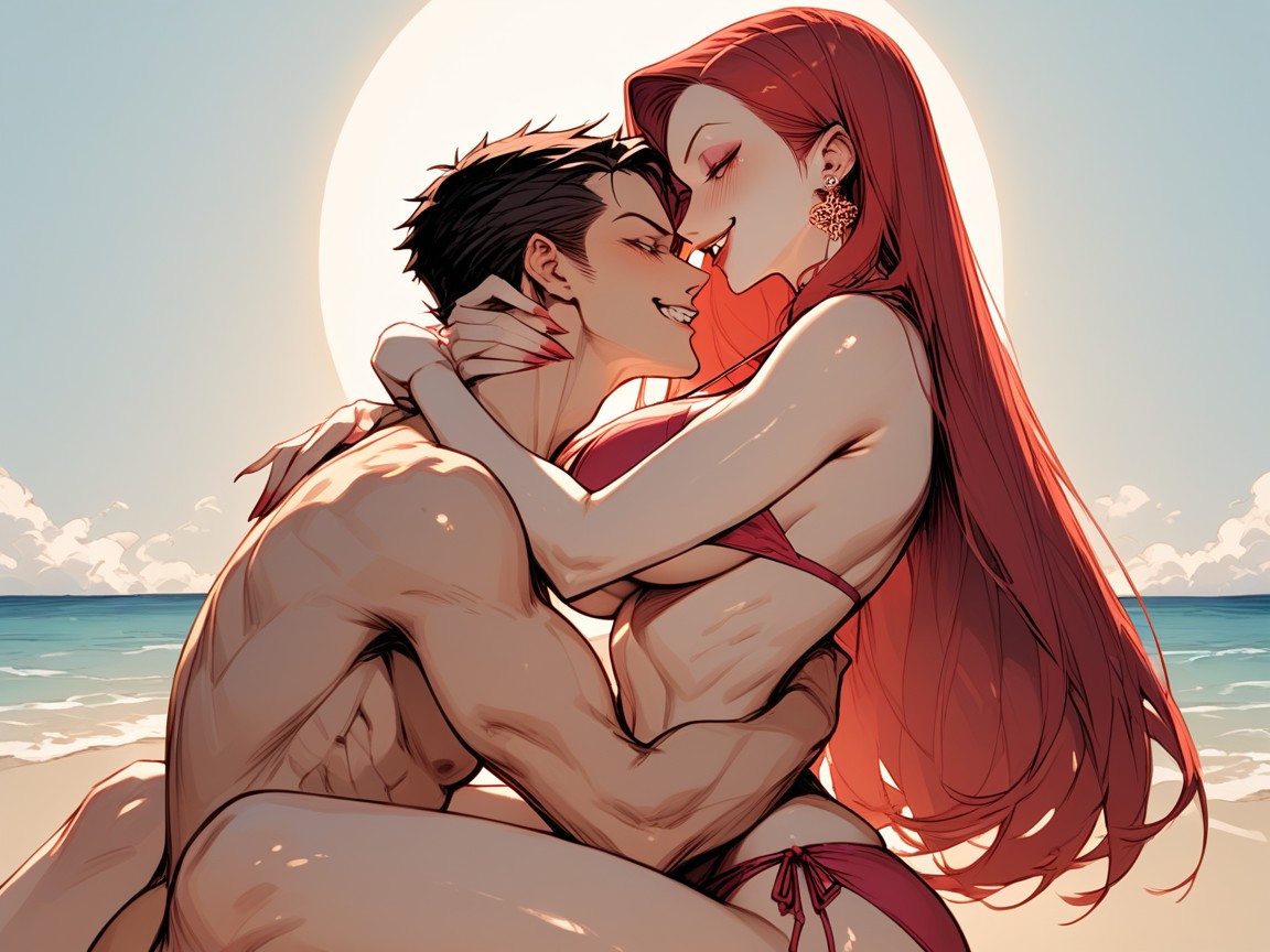 Evil Grin, Pencil Waist, Beach Hentai IA pornografia
