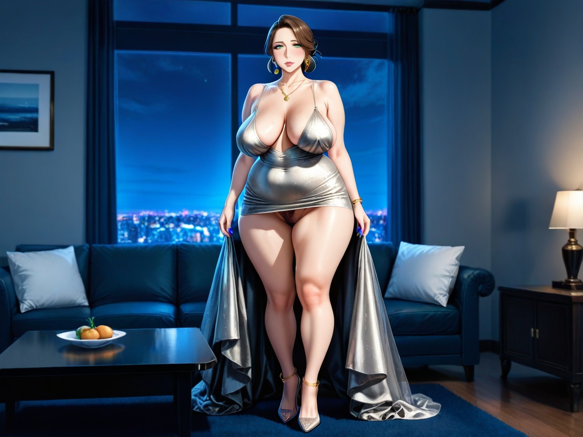 Living Room, 1 Person, Ultra-high Detailed Hentai AI Porn
