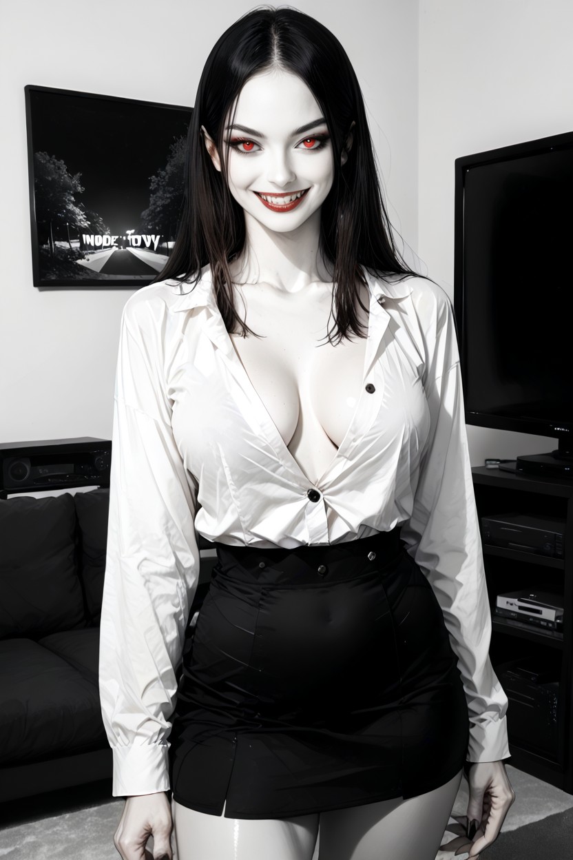 Framed Painting With A Portrait Of Count Dracula, Hips, Red Eyes Hentai AI Porn