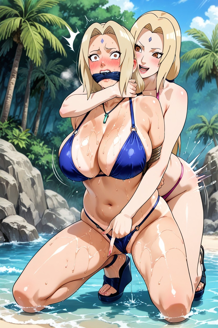 He Licks Her Ear, De Rodillas, Steam In Her Ears Hentai IA