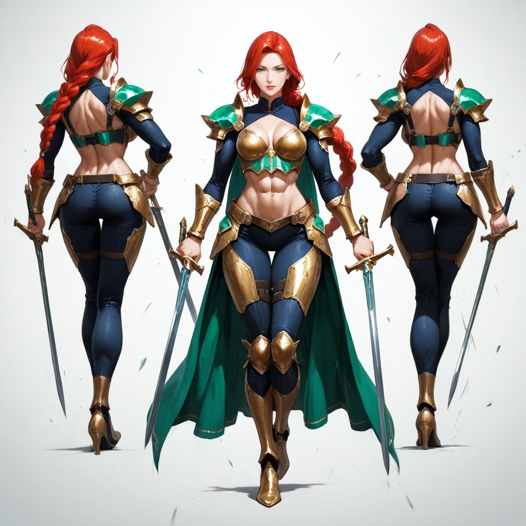 Hyper Reduced Ribcage And Thigh Thickness, White Background, Small Breasts Hentai AI Porn